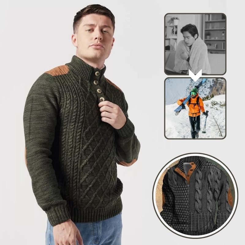 ThermoWolle™ | Rollkragenpullover mit Knopfleiste