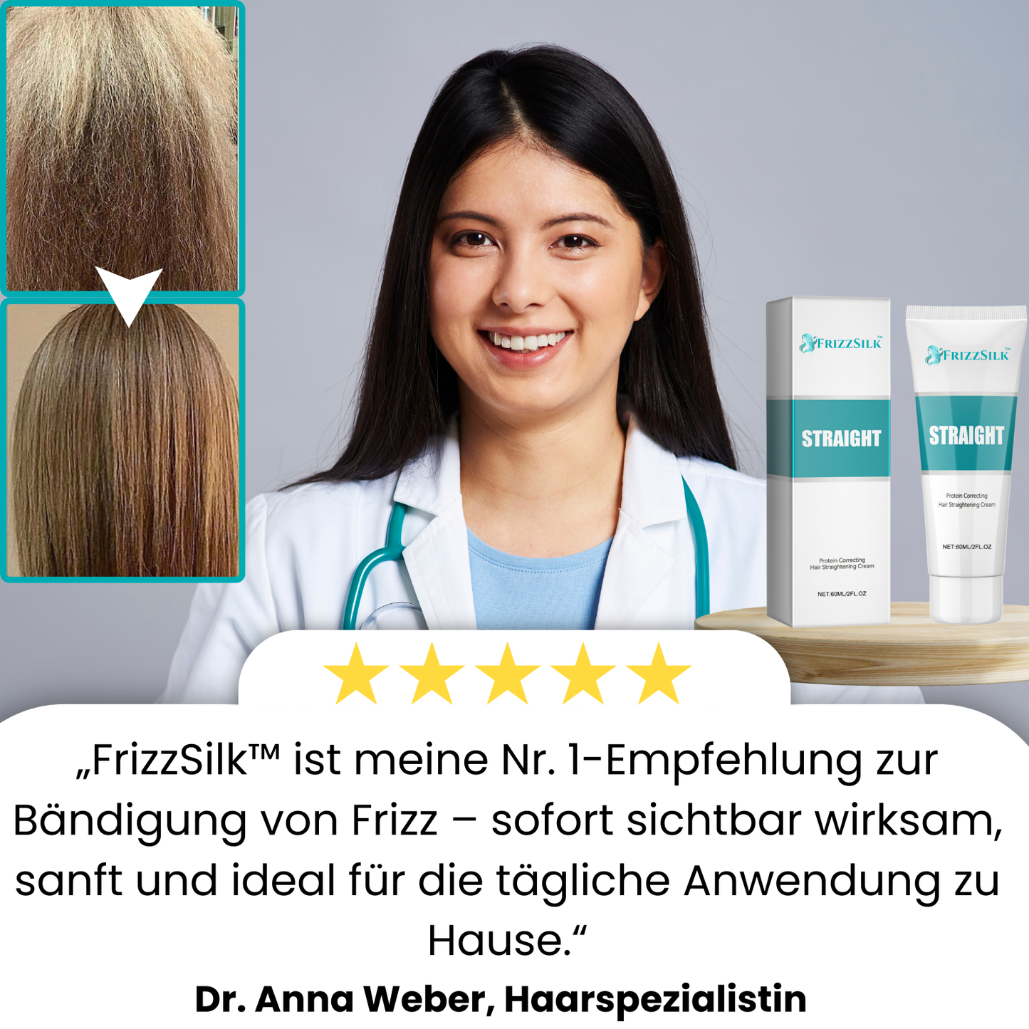 FrizzSilk™ | Hol dir in nur 3 Minuten 100% seidiges, frizzfreies Haar!