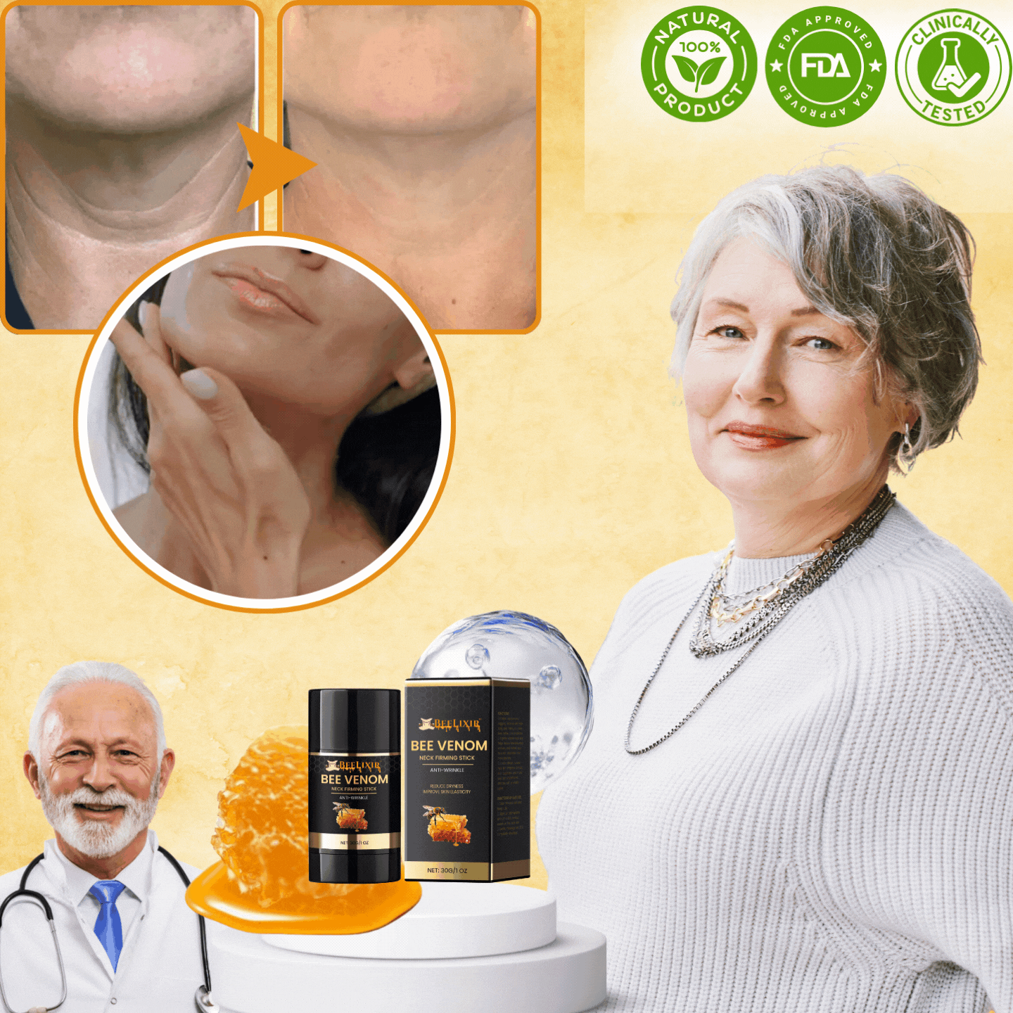 BeeLixir™ | Straffe und hebe deinen Hals in nur 15 Minuten!