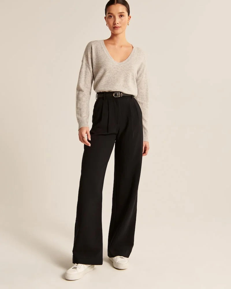 Schwarze Tailored Pants mit weitem Bein | Zeitlose Klasse