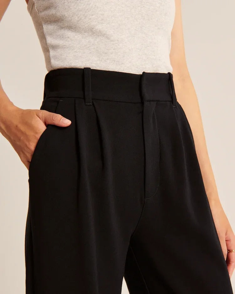 Schwarze Tailored Pants mit weitem Bein | Zeitlose Klasse