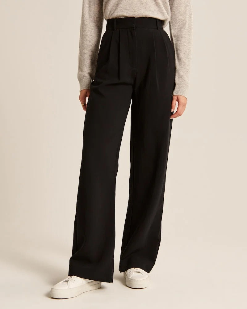 Schwarze Tailored Pants mit weitem Bein | Zeitlose Klasse